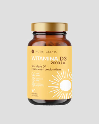 Vitamina D3 natural de algas com prebiótico natural e curcuma Nutri Clinic 90 cápsulas - 1