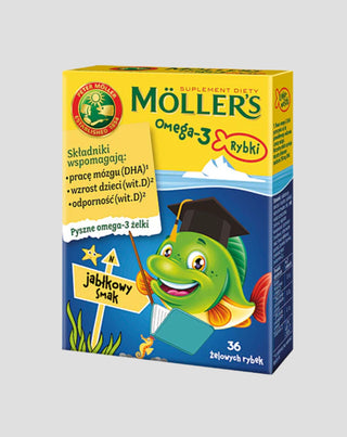 Suplemento alimentar com ácidos gordos ómega 3 Moller's sabor maçã peixe 36 gomas - 1