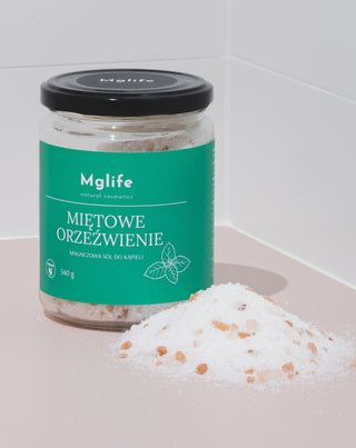 Sal de banho de magnésio com sal de Epsom e óleo essencial Refresco de menta Mglife - 2