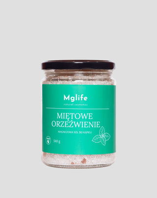 Sal de banho de magnésio com sal de Epsom e óleo essencial Refresco de menta Mglife - 1
