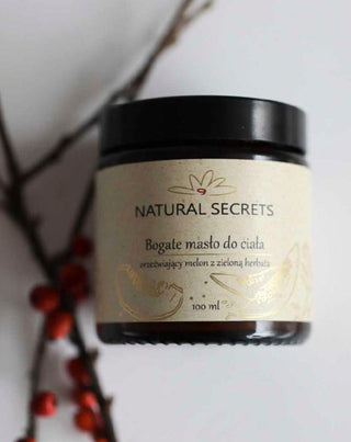 Manteiga corporal com óleos naturais com fragrância de melão e chá verde Natural Secrets - 2