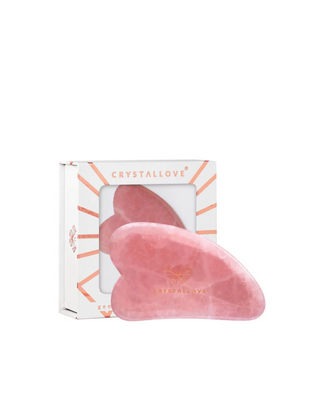 Placa de massagem facial gua sha de quartzo rosa - pedra do amor Crystallove - 1