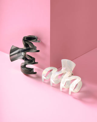 Conjunto de ganchos de cabelo grandes - pérola e preto Twisty 2 pcs - 4