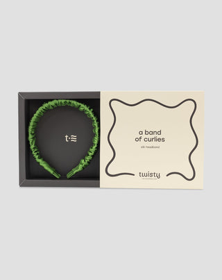 Fita de seda para o cabelo em seda 100% natural verde Twisty - 3