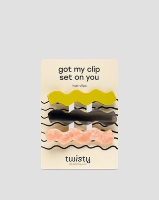 Conjunto de ganchos para cabelo ondulado - verde, preto, cor-de-rosa Twisty 3 unid. - 1