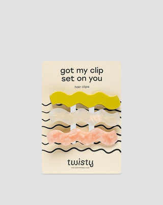 Conjunto de ganchos para cabelo ondulado - pérola, verde, rosa Twisty 3 unid. - 1