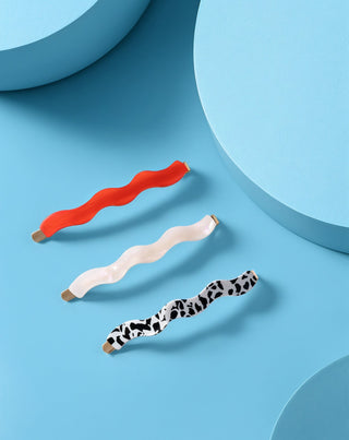 Conjunto de ganchos para cabelo ondulado vermelho, marmoreado, pérola Twisty 3 unid. - 2