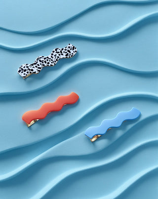 Conjunto de ganchos para cabelo ondulado - marmoreado, azul, vermelho Twisty 3 pcs. - 3