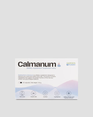 Suplemento alimentar para apoiar o bom humor, o bem-estar e o sistema nervoso Calmanum Gardenpharm 30 cápsulas - 1