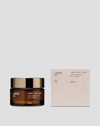 Creme de noite hidratante para o rosto com manteiga de cacau, óleo de tsubaki e aloé Uddo - 3