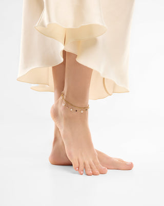 Pulseira de tornozelo em aço inoxidável banhado a ouro com ágata, maifan, jaspe e aventurina Mys_1 - 2