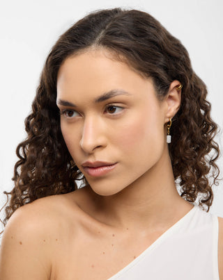 Conjunto de brincos banhados a ouro com jade branco em aço inoxidável Mys_2 - 4