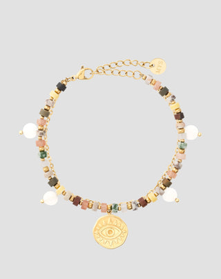 Pulseira com pedras naturais ágata, maifan, jaspe, jade e aventurina Mys - 1