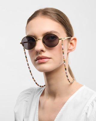 Corrente para óculos banhada a ouro com ágata, maifan, jaspe e aventurina Mys_2 - 3