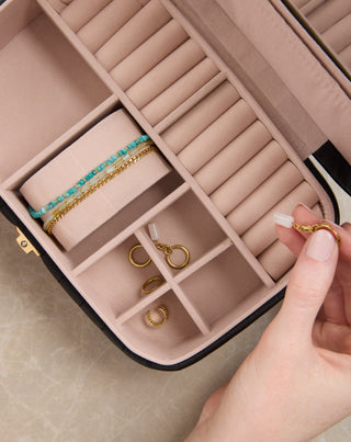 Caixa para jóias grande com compartimentos, rolos e espelho, preto Mys_1 - 2