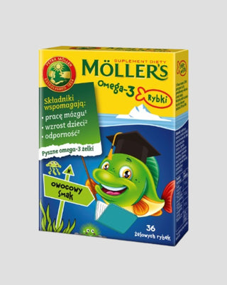 Suplemento alimentar com ácidos gordos ómega 3 Moller's fish 36 jelly beans com sabor a fruta - 1