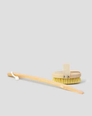 Escova de massagem corporal com madeira de agave, fibra de faia e bastão amovível n.º 2 Hhuumm - 1