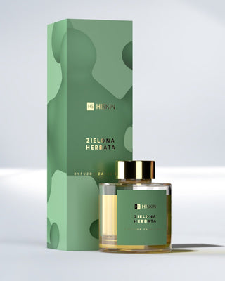 Difusor de fragrâncias em frasco de vidro com varetas de rotim natural em fragrância de chá verde HiSkin - 1