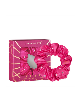 Elástico de cabelo de seda com cristais - rosa choque Crystallove - 1