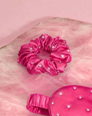 Elástico de cabelo de seda com cristais - rosa choque Crystallove - 2