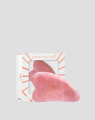 Placa de massagem facial gua sha de quartzo rosa - pedra do amor Crystallove - 1
