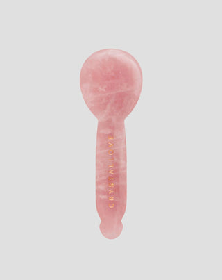 Massageador gua sha para os olhos em quartzo rosa – reflexologia facial Crystallove - 1