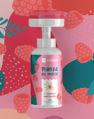 Espuma para lavar mãos e corpo para crianças com aroma de framboesa HiSkin_2 - 2