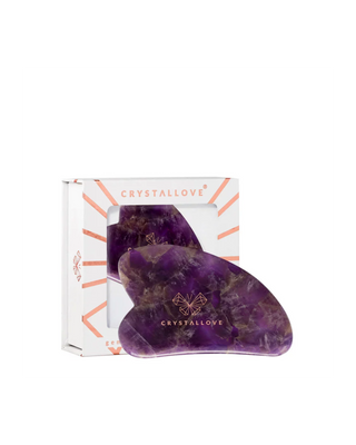 Placa de massagem facial Gua sha com pedra ametista de harmonia e relaxamento Crystallove - 1