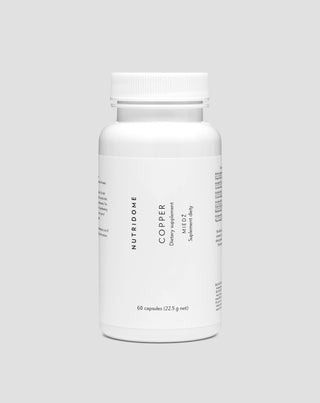 Cobre em cápsulas, suplemento para imunidade, pigmentação do cabelo e proteção antioxidante, Nutridome 60 unid.