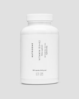 Vitaminas D3+K2 com inulina para apoio do sistema esquelético e da imunidade Nutridome 180 unidades