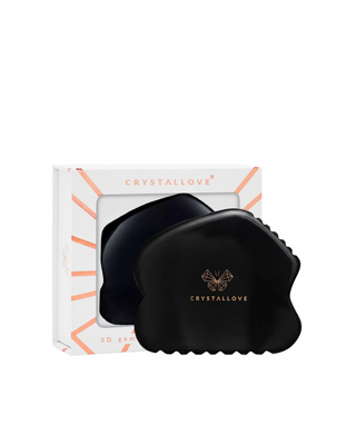 Placa de massagem facial Gua sha feita de pedra obsidiana de grande poder Crystallove - 1