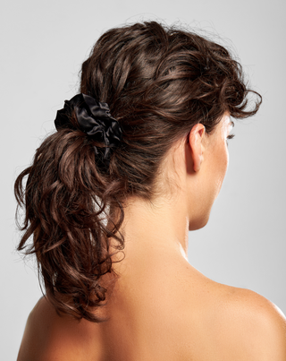 Conjunto de elásticos de cabelo Twisty em seda 100% natural preta 3 peças. - 2