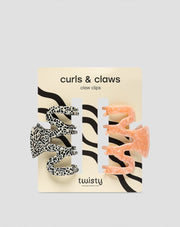 Conjunto de ganchos grandes para o cabelo - Twisty cor-de-rosa e marmoreado 2 peças