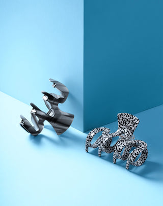 Conjunto de ganchos grandes para o cabelo - Twisty 2 peças em mármore e preto - 4