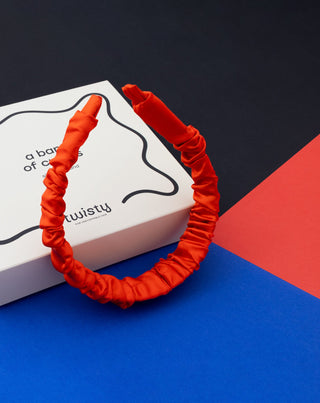 Fita de seda para o cabelo em seda 100% natural vermelha Twisty - 2