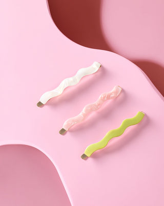 Conjunto de ganchos para cabelo ondulado pérola, verde, rosa Twisty 3 pcs. - 2