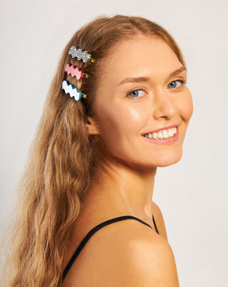 Conjunto de ganchos para cabelo ondulado - marmoreado, azul, vermelho Twisty 3 pcs. - 2