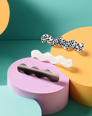 Conjunto de ganchos para cabelo ondulado - marmoreado, pérola, preto Twisty 3 unid. - 2