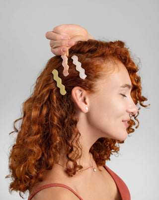 Conjunto de ganchos para cabelo ondulado - pérola, verde, rosa Twisty 3 unid. - 2