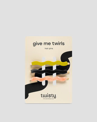Conjunto de ganchos para cabelo ondulado verde, preto, cor-de-rosa Twisty 3 pcs. - 1