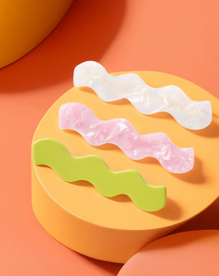 Conjunto de ganchos para cabelo ondulado - pérola, verde, rosa Twisty 3 unid. - 4