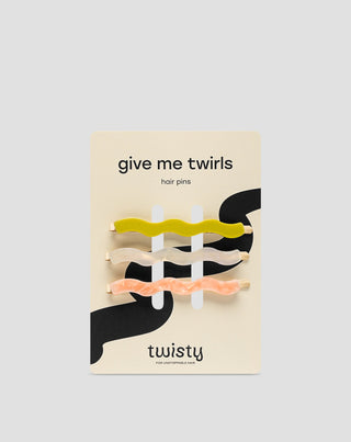 Conjunto de ganchos para cabelo ondulado pérola, verde, rosa Twisty 3 pcs. - 1