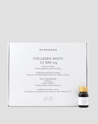 Shots de colágenio líquidos 12 000 mg com vitaminas, suplemento alimentar Nutridome 30 x 30 ml