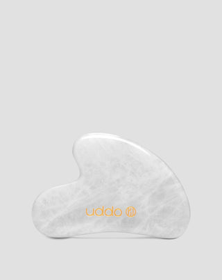 Pedra gua sha de jade branco para massagem facial Uddo para reduzir o inchaço e reafirmar - 1