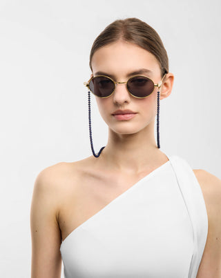 Corrente para óculos banhada a ouro com lápis-lazúli Mys_3 - 3