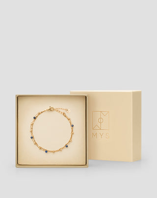 Pulseira em aço inoxidável banhado a ouro com lapis lazuli Mys - 4