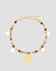 Pulseira com pedras naturais ágata, maifan, jaspe, jade e aventurina Mys