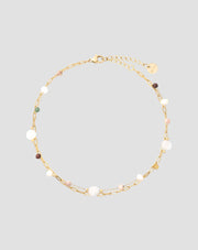 Pulseira de tornozelo em aço inoxidável banhado a ouro com ágata, maifan, jaspe e aventurina Mys_3