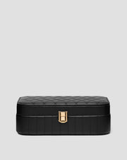 Caixa para jóias grande com compartimentos, rolos e espelho, preto Mys