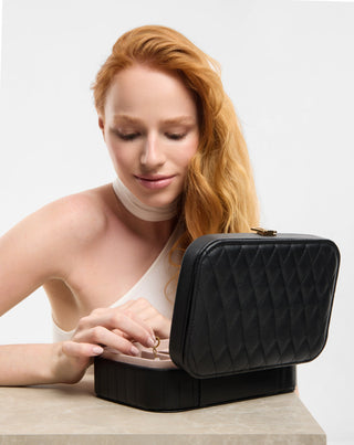 Caixa para jóias grande com compartimentos, rolos e espelho, preto Mys_2 - 3